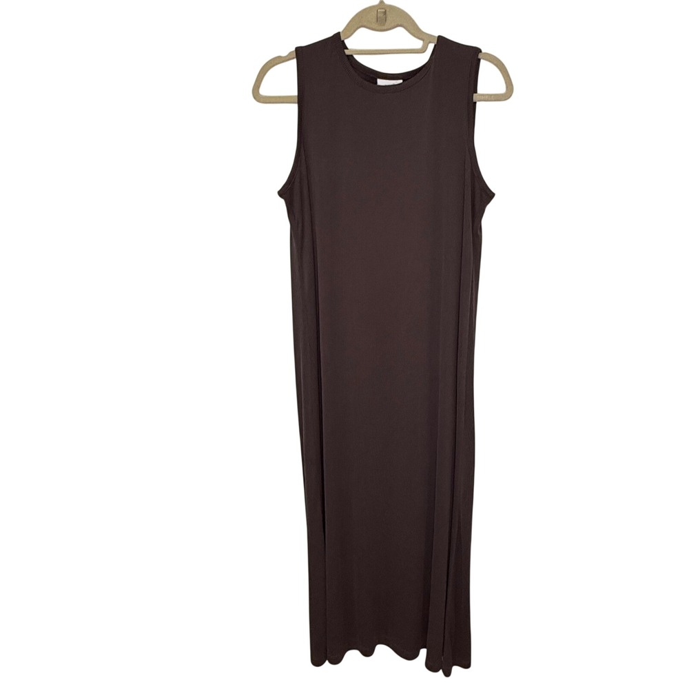 Pure Jill Maxi Dress Sleeveless Ribbed Knit Casual Brown Purple Dress Medium‎